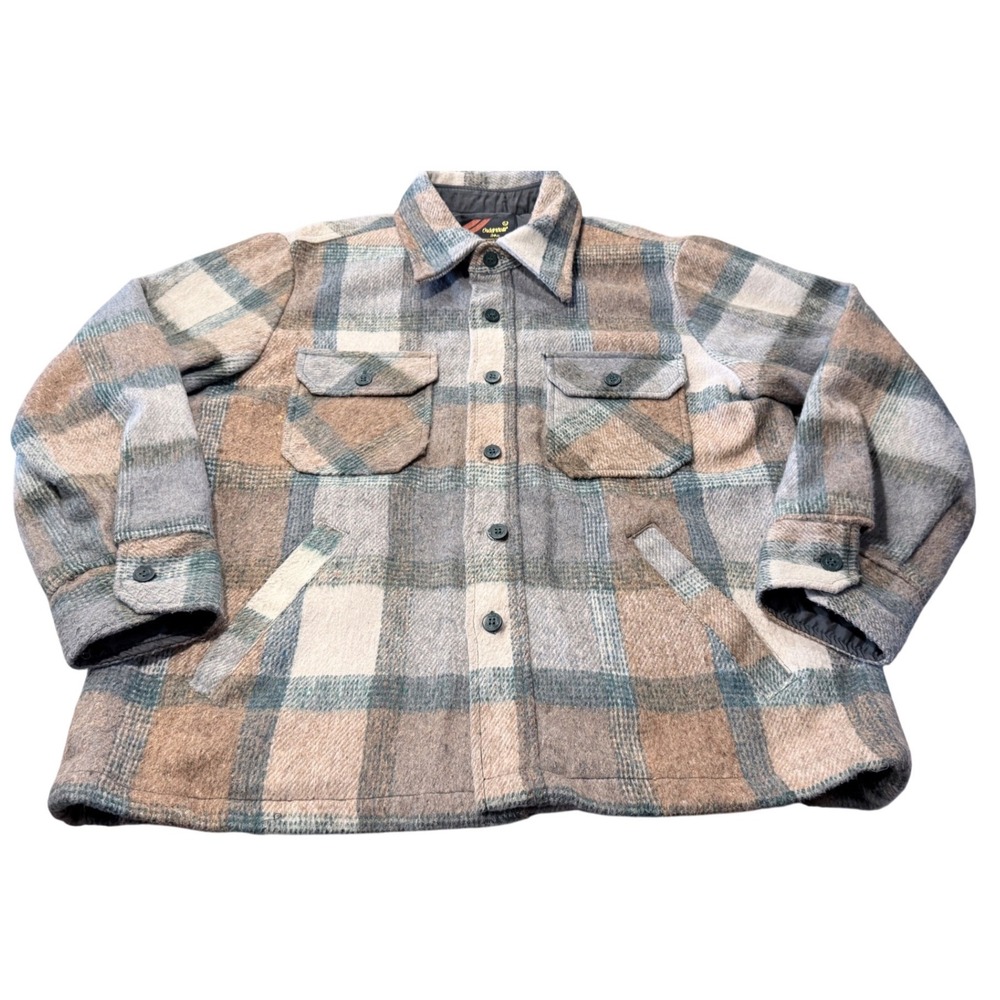 Sears The Men's Store Mackinaw Plaid Wool Blend Shacket Lined Outerwear Large